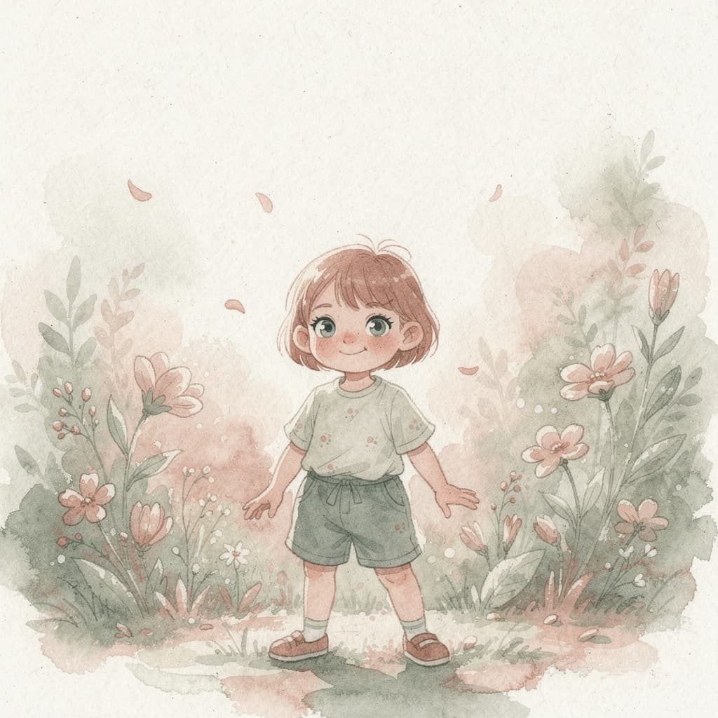 Lily discovering the power of forgiveness, watercolor illustration